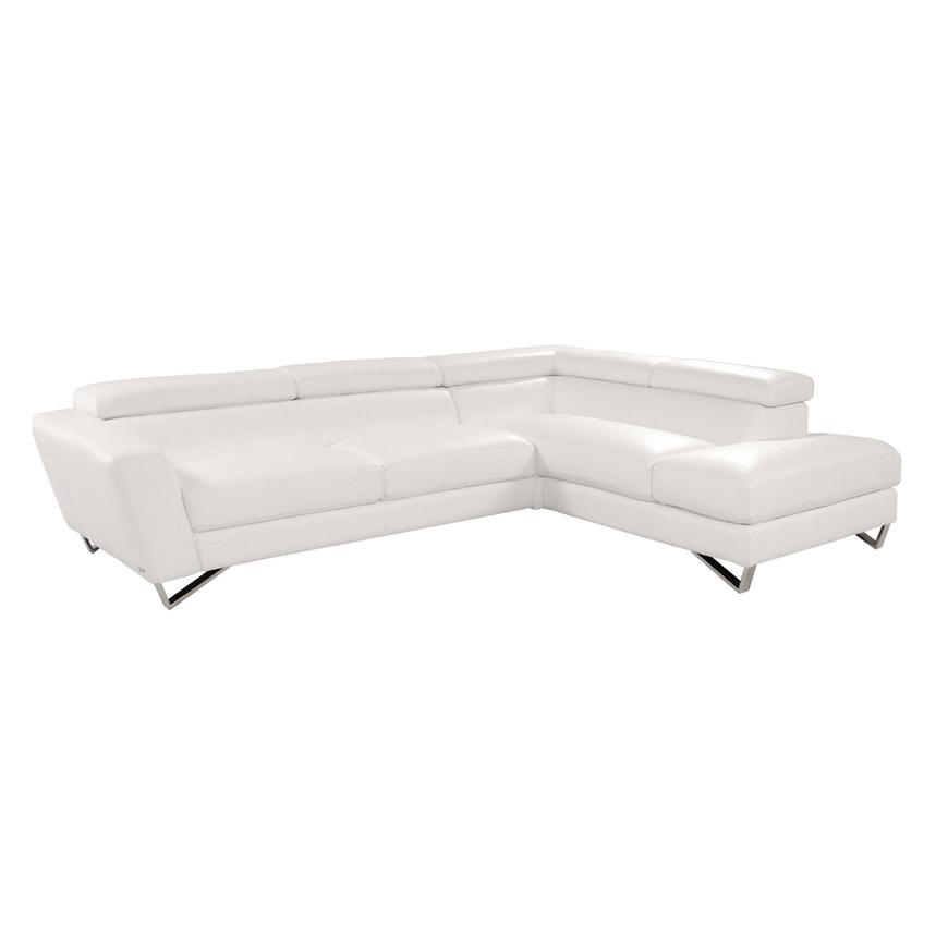 Sparta White Leather Sofa w/Right Chaise El Dorado Furniture